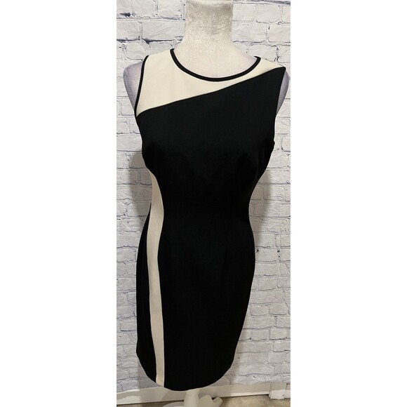 Adrianna Papell Women’s Black And White Sleevless Zip Back Dress Size 4 - Picture 1 of 8